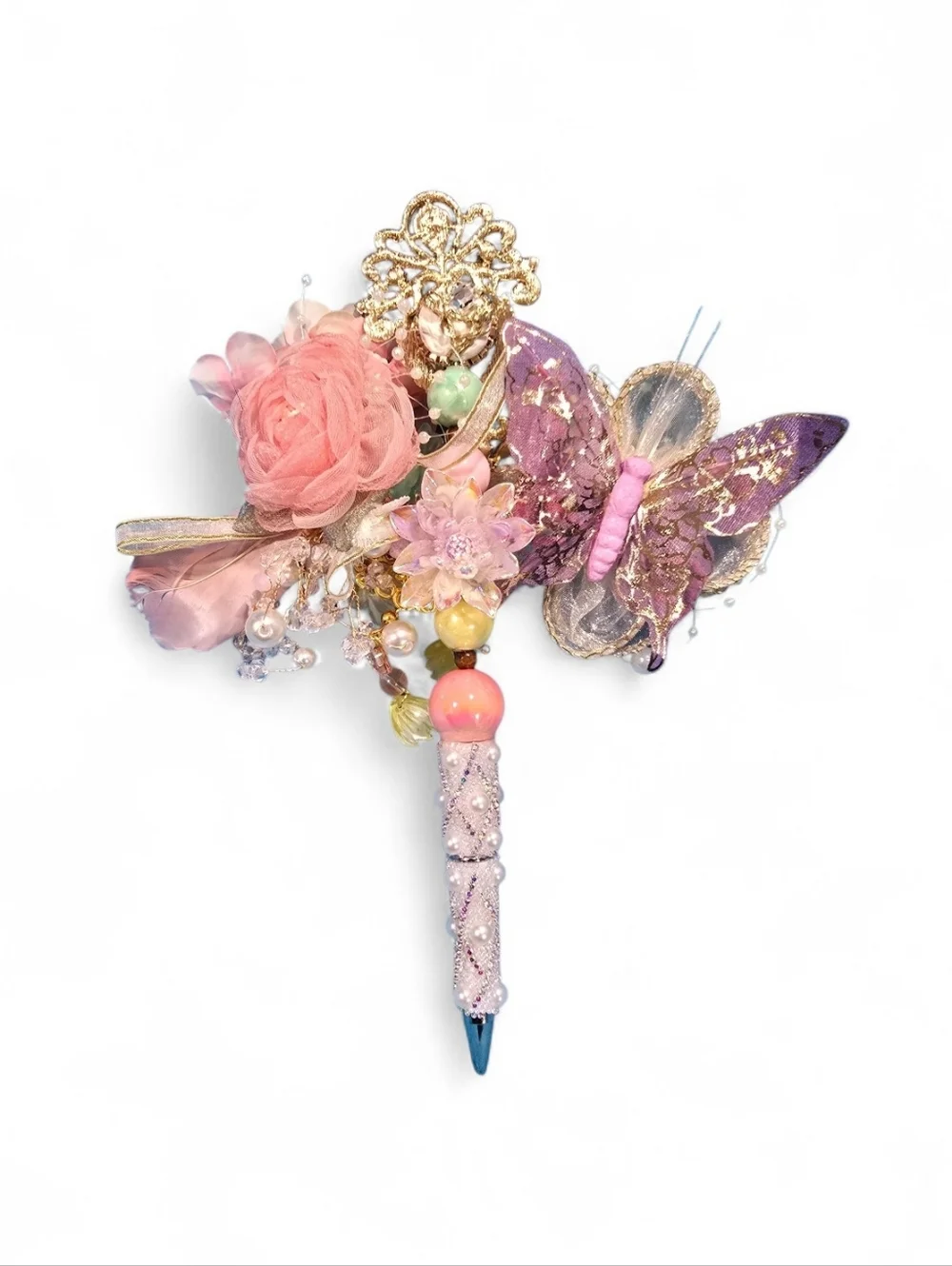 Pink Floral Embellished Gel Pen by